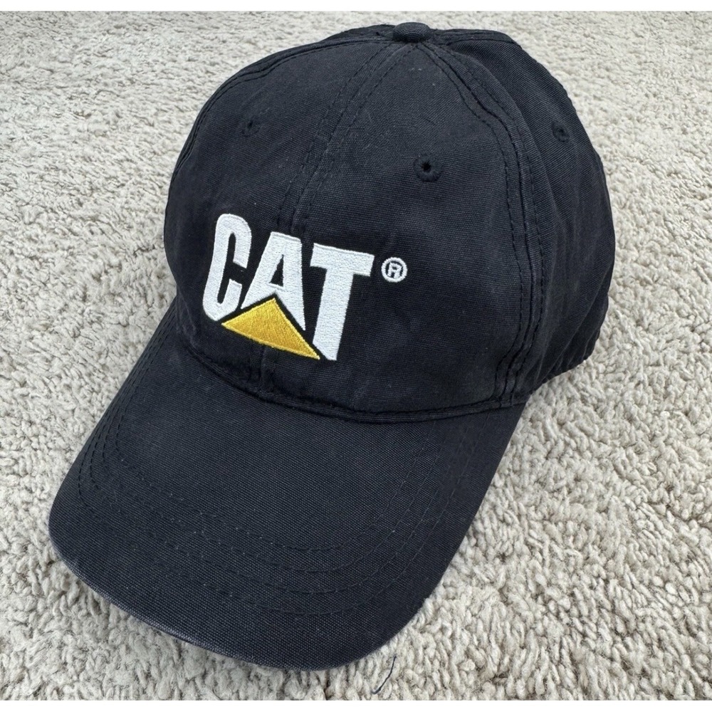Caterpillar Hat Adjustable Strap‎ Black Embroidered CAT Equipment Logo Dad Cap